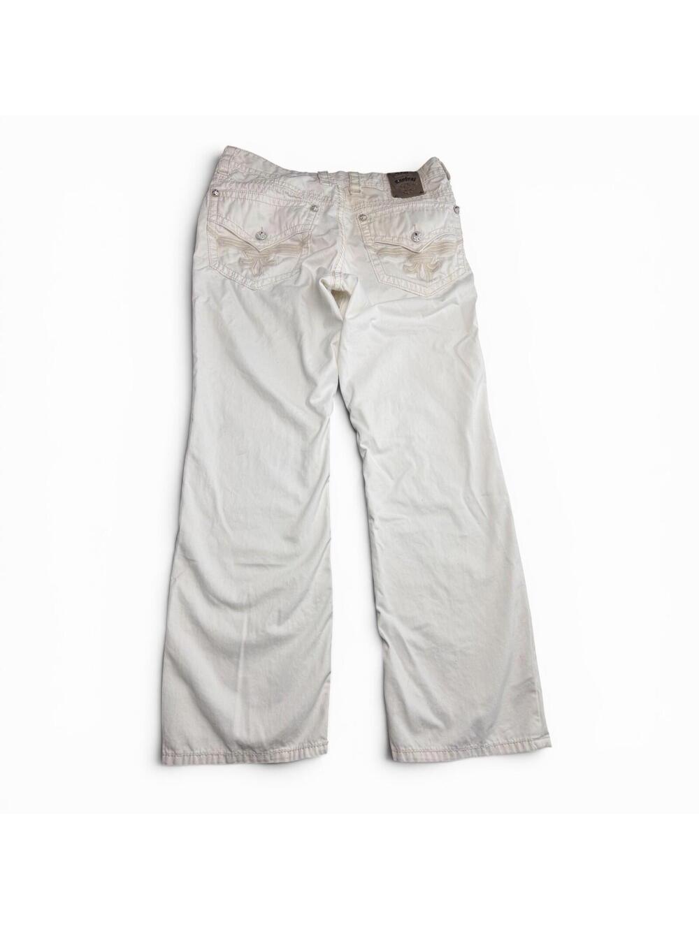 Rock Revival Mens Cream Jeans Size 36 Straight Leg Flap Pockets Cotton Denim